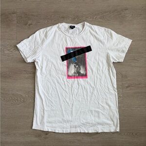 Diesel White Tee with Pink and Black Graphic